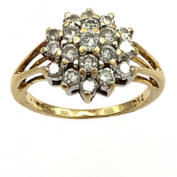18ct gold Diamond 36pt Cluster Ring size L